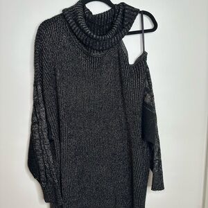 Torrid Charcoal Gold Off-the-Shoulder Sweater